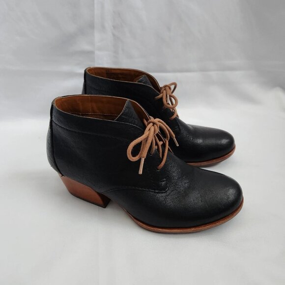Kork-Ease Shoes - Kork Ease Helen Leather Ankle Boots Women's 6 Black Brown Lace Up Heritage Derby